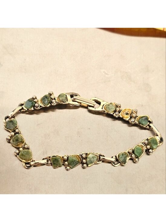 Vintage Jewelry - VINTAGE Jade Gold Link Braclet